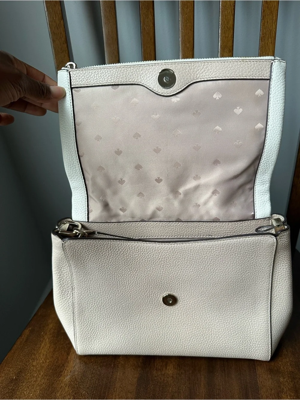 Kate Spade Leila Colorblock Pebbled Leather Flap Shoulder Bag Warm Beige Multi